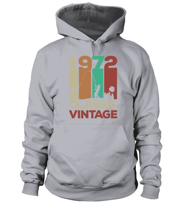 50th Birthday 1972 Anglers Fishing Retro Vintage Hoodie Unisex