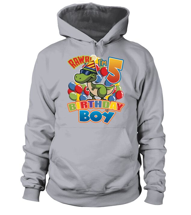 5th Birthday Dinosaur Gift For Boys Turning Age 5 Men's Hoodie
