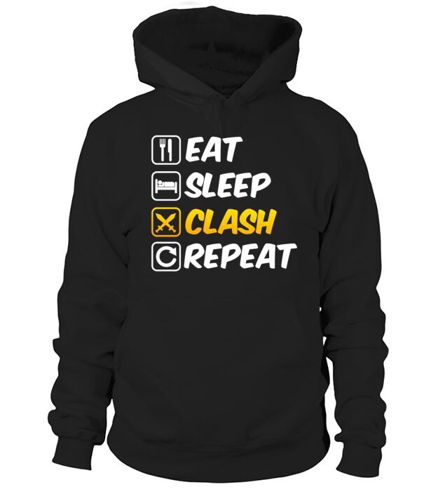 Eat Sleep Clash Repeat Swords Clan Mobile Gaming Men's Hoodie