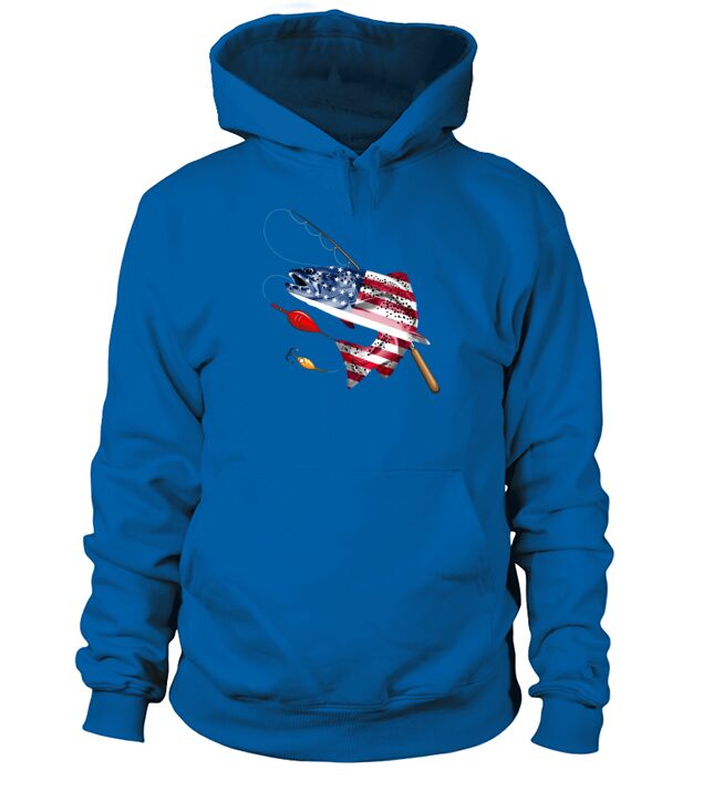 Fishing American Flag Vintage USA Bass Fisherman Men's Hoodie