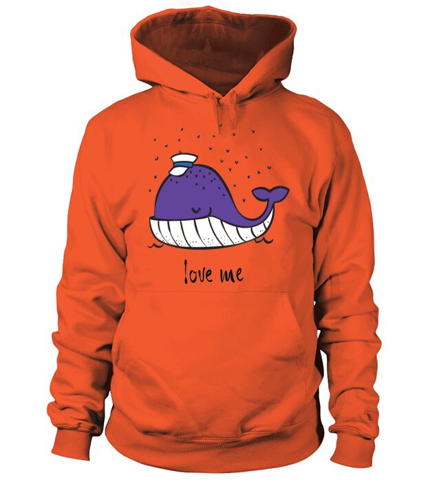 cute doodle ocean whale in color Love Me Men's Hoodie