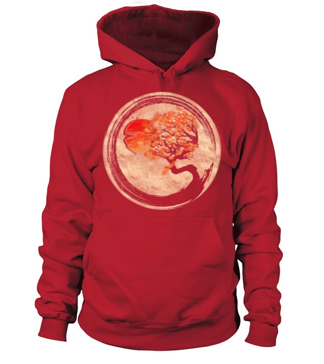 Bonsai Zen Buddhist Enso Circle Tree In Japanese Men's Hoodie