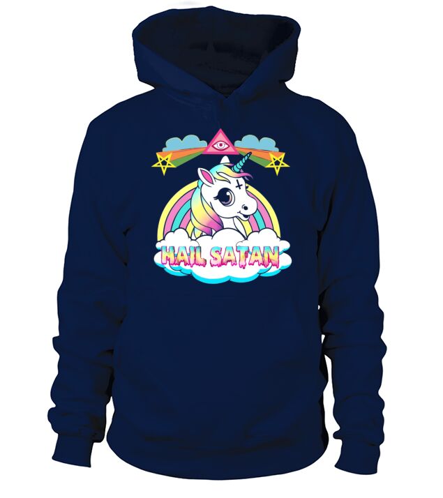 Unicorn hail satan death metal rainbown Men's Hoodie