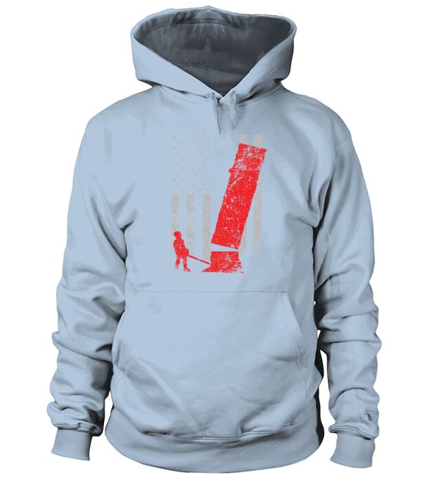 Logging Flag Red Logger Felling a Tree on US Flag Hoodie Unisex