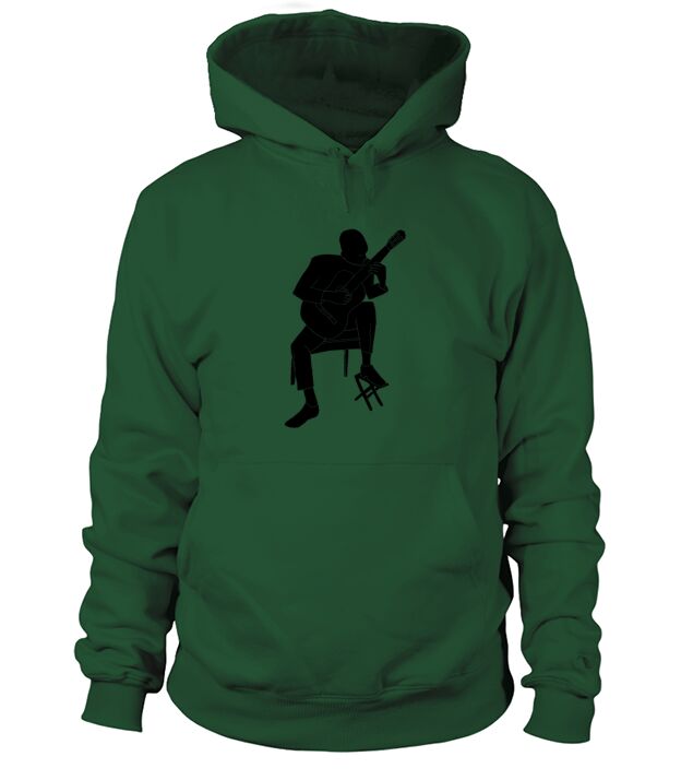 black on white classical guitar player Hoodie Unisex