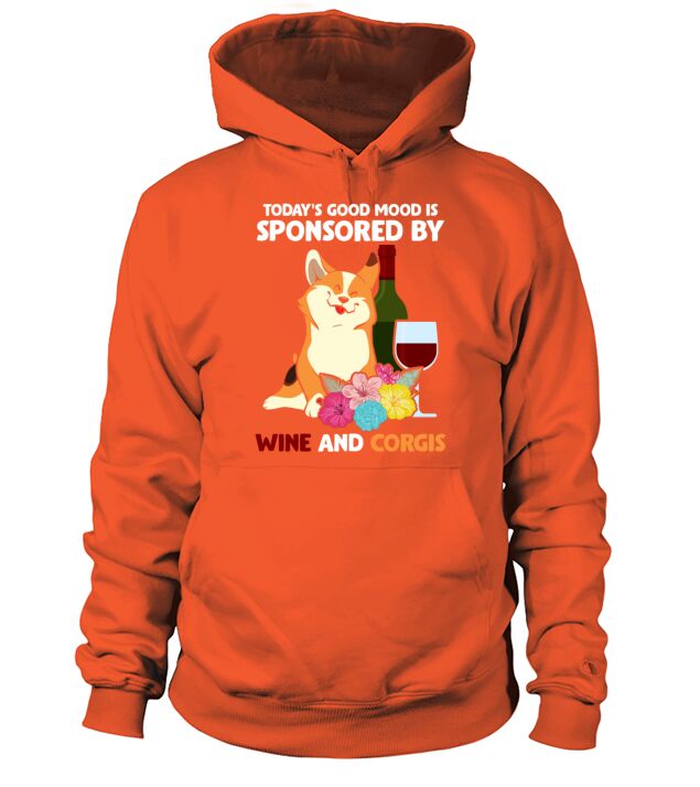 Funny Welsh Corgi Pembroke Dog and Wine Drinker Men's Hoodie
