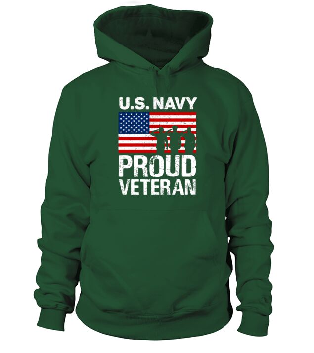 Proud Veteran US Navy Red White Blue Flag Patriotic Design Great for 4th of July Men's Hoodie