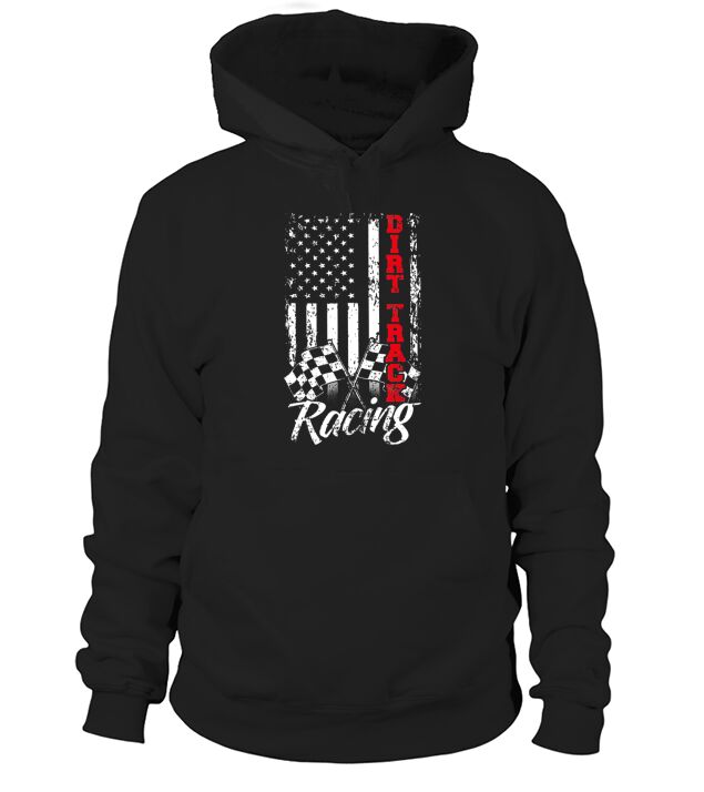 American Flag Dirt Track Racing Car Hoodie Unisex