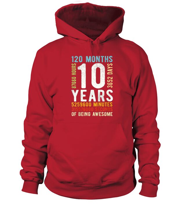 Kids 10th Birthday 10 Years Old Vintage Retro 120 Months Men's Hoodie