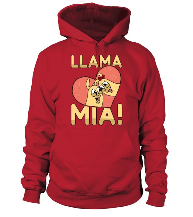 Llama Mia Valentines Day Pink Love Heart Gift Men's Hoodie