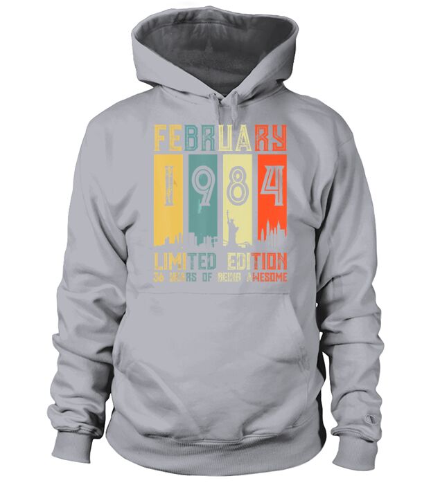 Retro Vintage February 1984 36 Yrs Old 36th Men's Hoodie