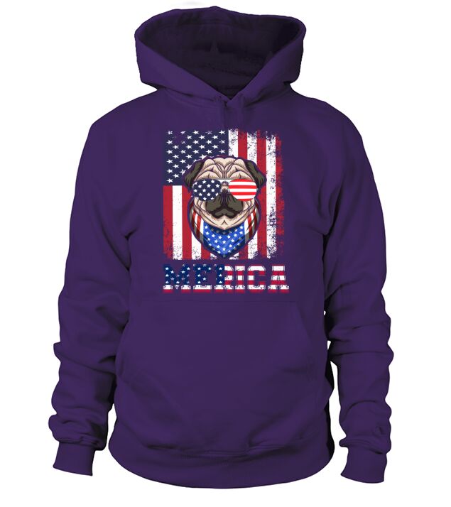 American Flag Pug Hoodie Unisex