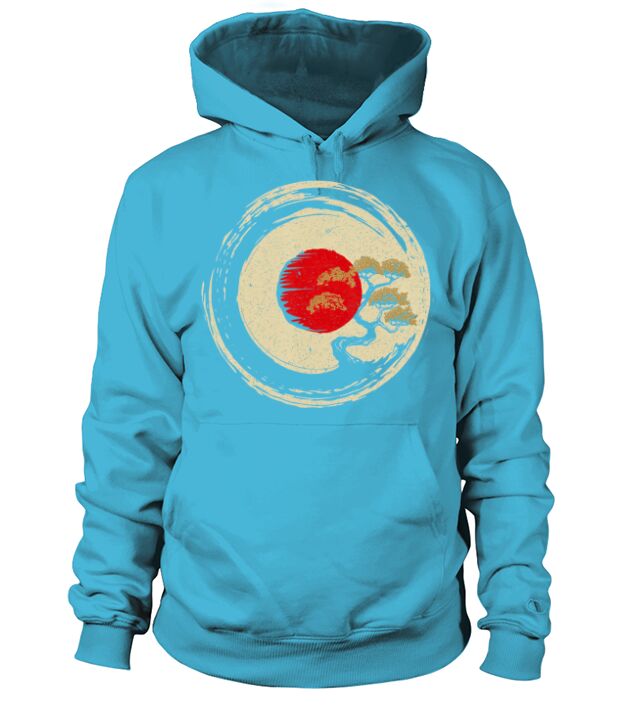 Bonsai Tree In Japanese Zen Buddhist Enso Circle Men's Hoodie