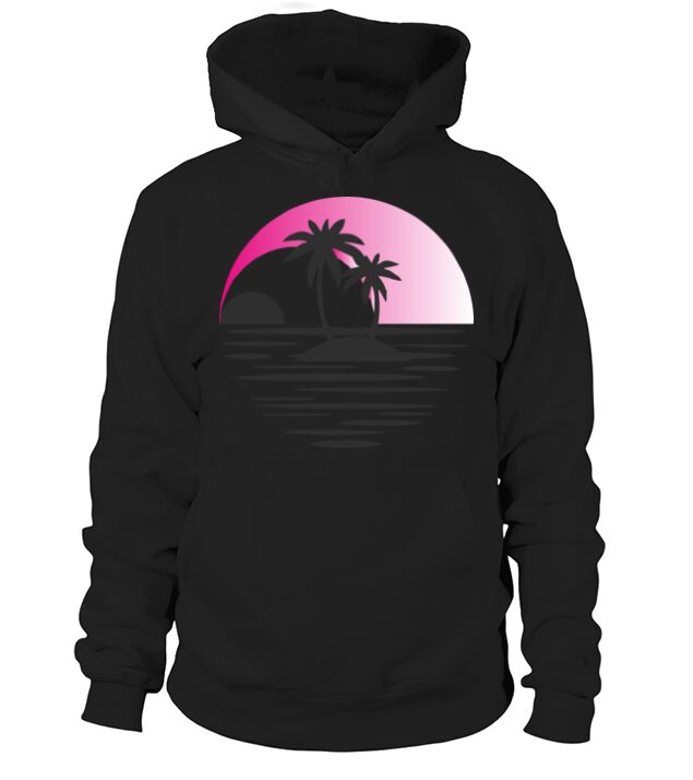 Island with palm trees black pink Men's Hoodie
