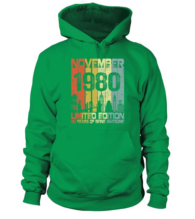 November Skyline Vintage 1980 Funny Hoodie Unisex