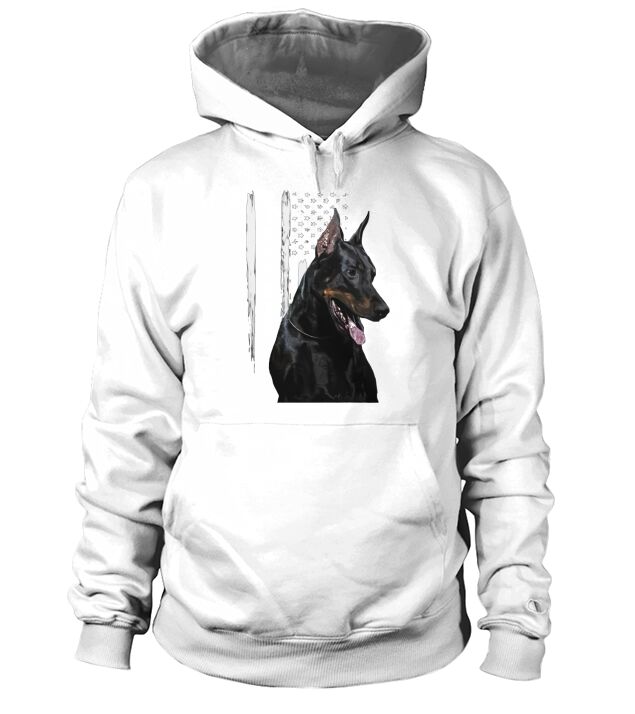 Doberman Pinscher with America US Flag Shirt Hoodie Unisex