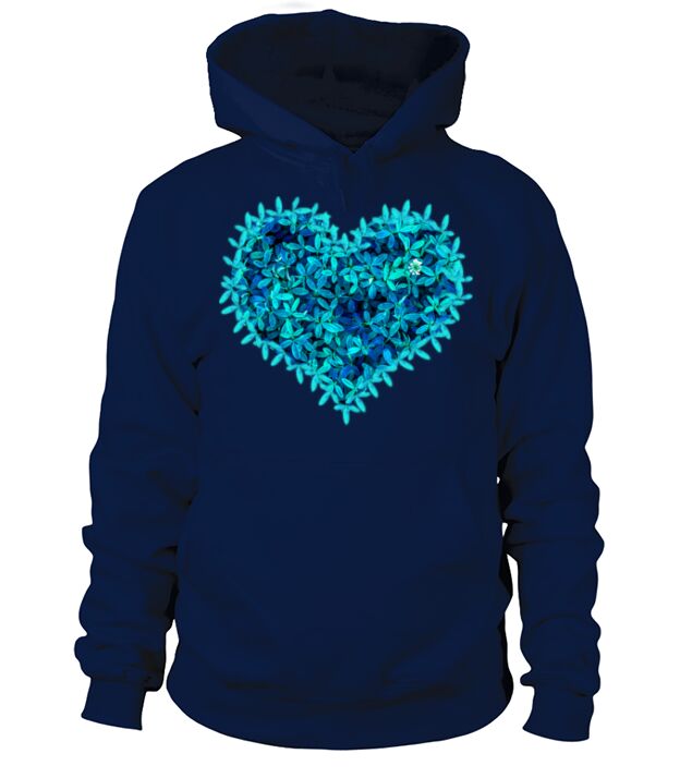 Teal leafs Heart Men's Hoodie