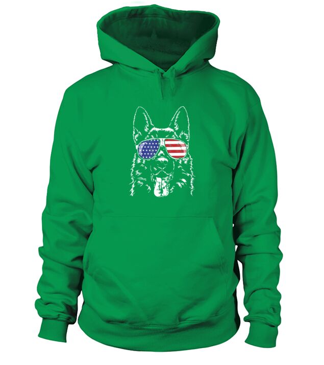 German Shepherd America Flag Sunglasses   dog Hoodie Unisex