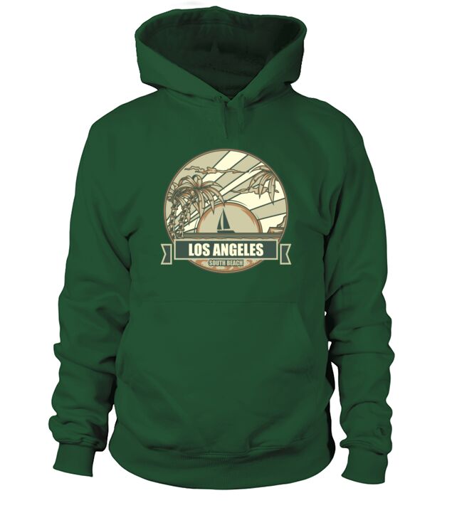 Los Angeles Beach with palms and sunset Men's Hoodie