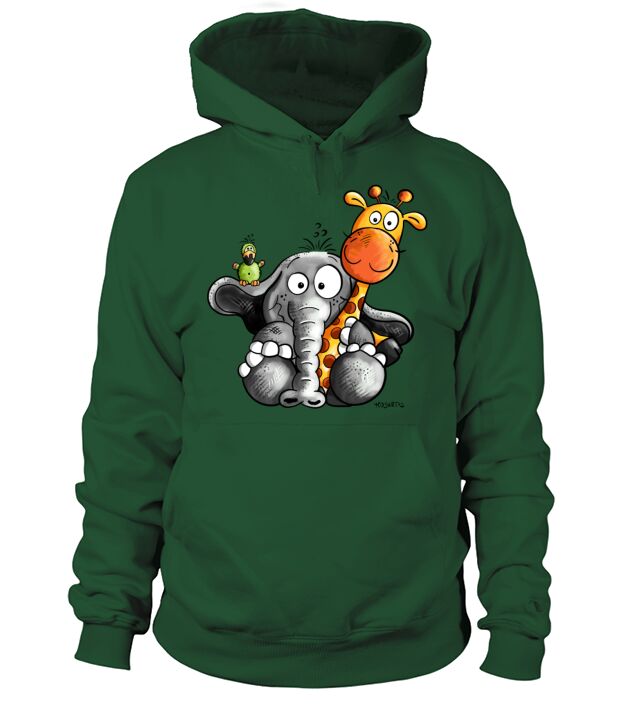 Cute Elephant Baby with Giraffe and bird - Gift Men's Hoodie