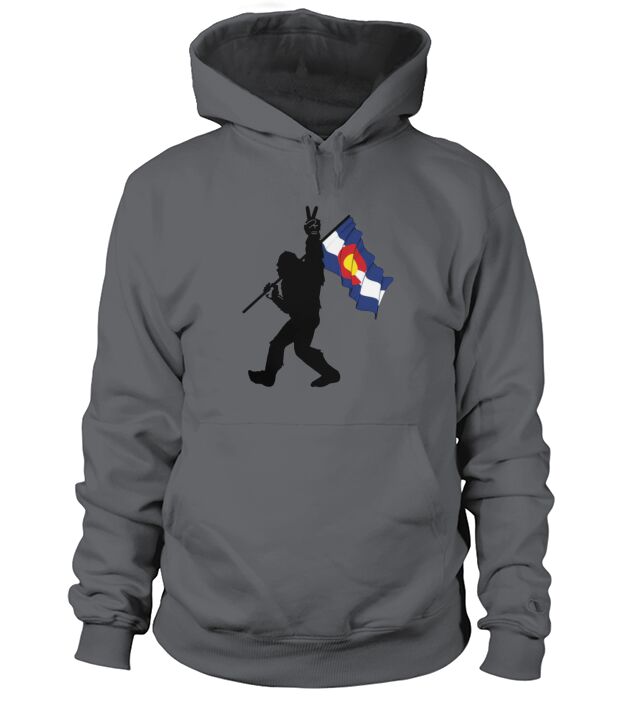 Bigfoot Peace Sign Colorado Flag Hoodie Unisex