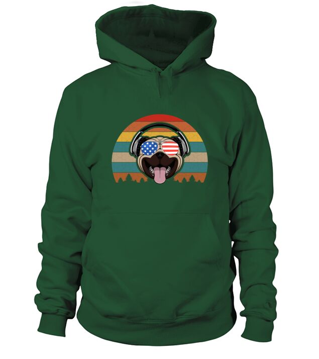 American Flag Pug Hoodie Unisex