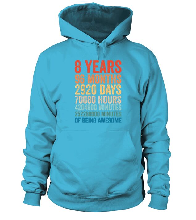 Youth 8th Birthday Boys Girls Vintage Retro 8 Years Hoodie Unisex