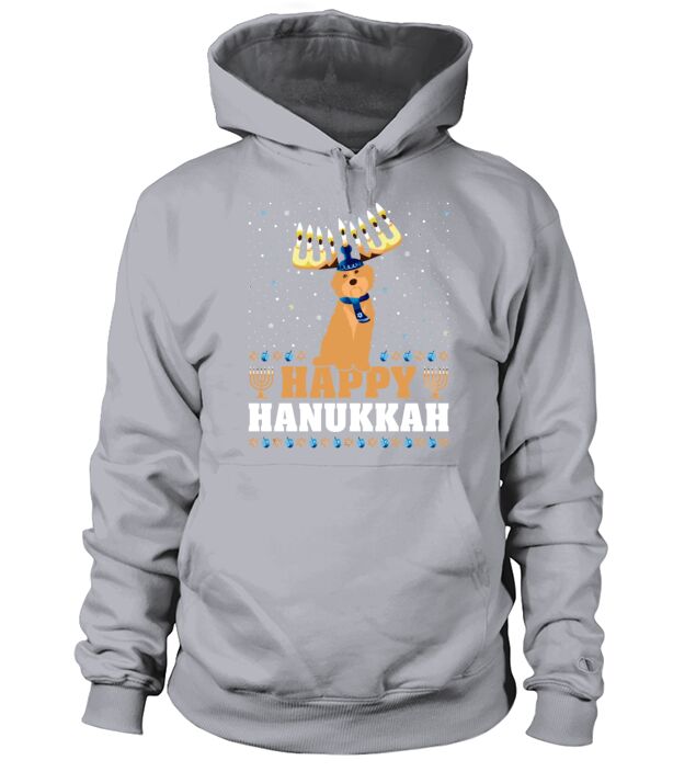 Cute Menorah Chanukah Happy Hanukkah Goldendoodle Men's Hoodie