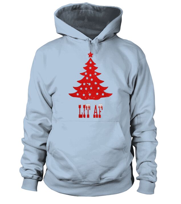 Lit AF Funny Christmas Tree Shirt Gift Men Women Winter Tee Hoodie Unisex