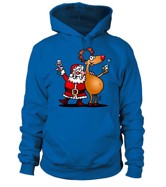 Merry Christmas Santa Claus and his Reindeer Men's Hoodie