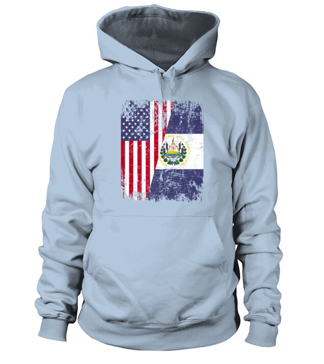 SALVADORAN ROOTS  Half American Flag EL SALVADOR Hoodie Unisex