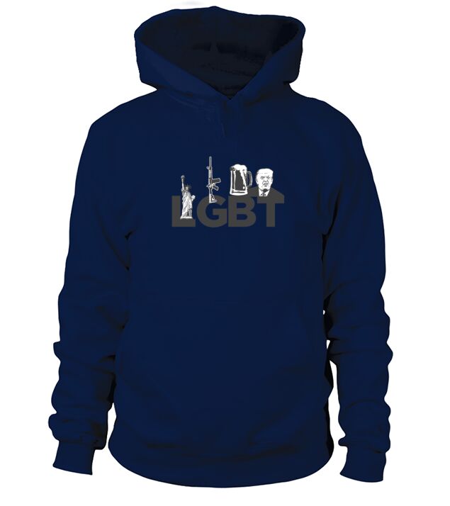 lgbt trump rifle beer Men's Hoodie