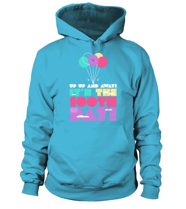 Cute Colorful Up and Away Balloon 100 Days of Scho Men's Hoodie