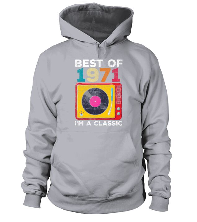 1971 Born Vintage 50th Birthday Vinyls Classic Mus Men's Hoodie