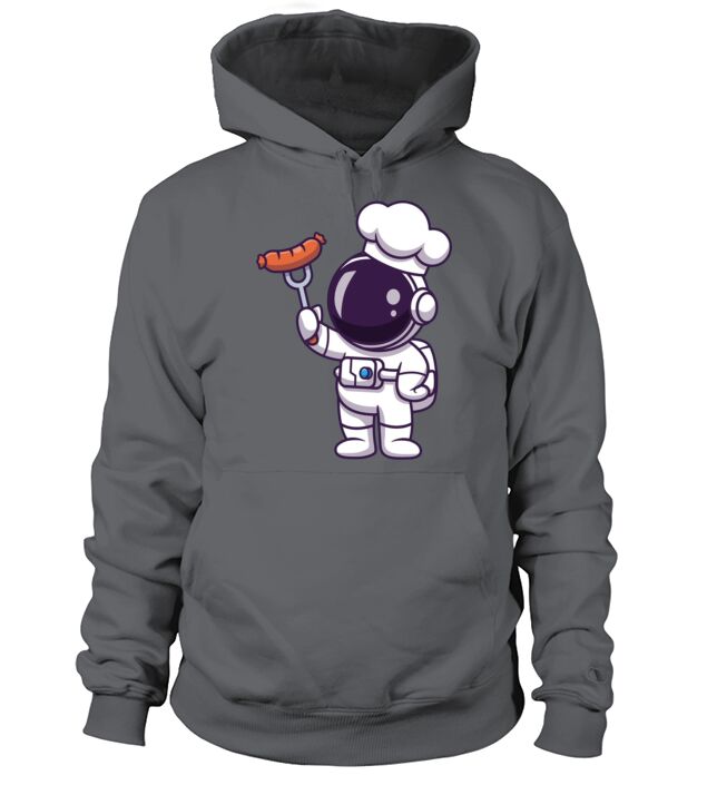 Cute astronaut chef with grill sausage Men's Hoodie