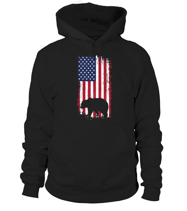 Grizzly bear american flag Men's Hoodie