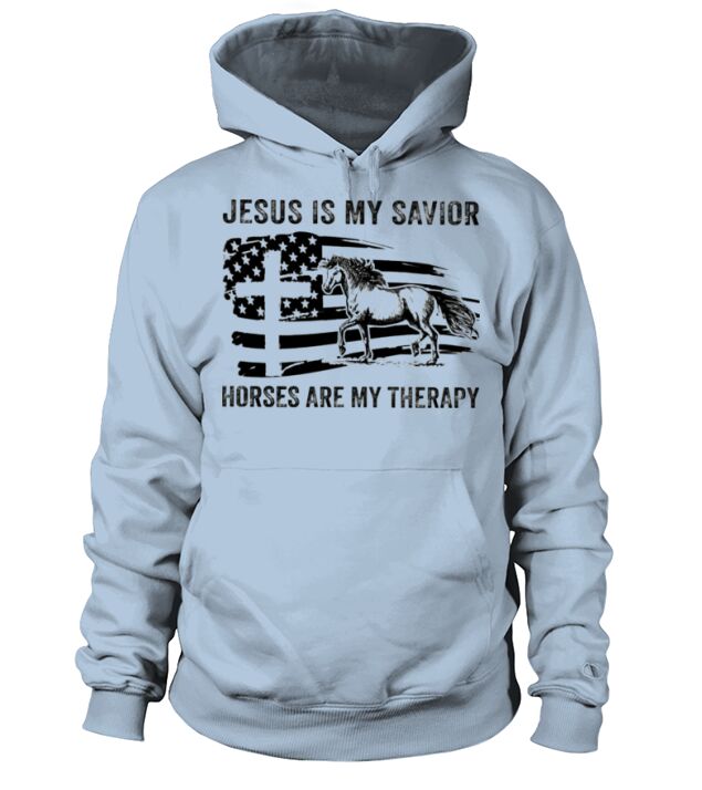 Jesus Is My Savior Horses Are My Therapy Men's Hoodie