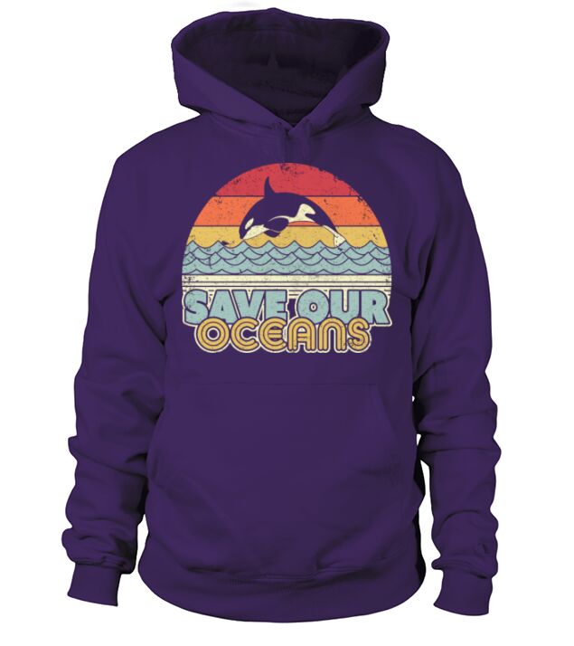 Save Our Oceans Orca Whale Retro Climate Change Men's Hoodie