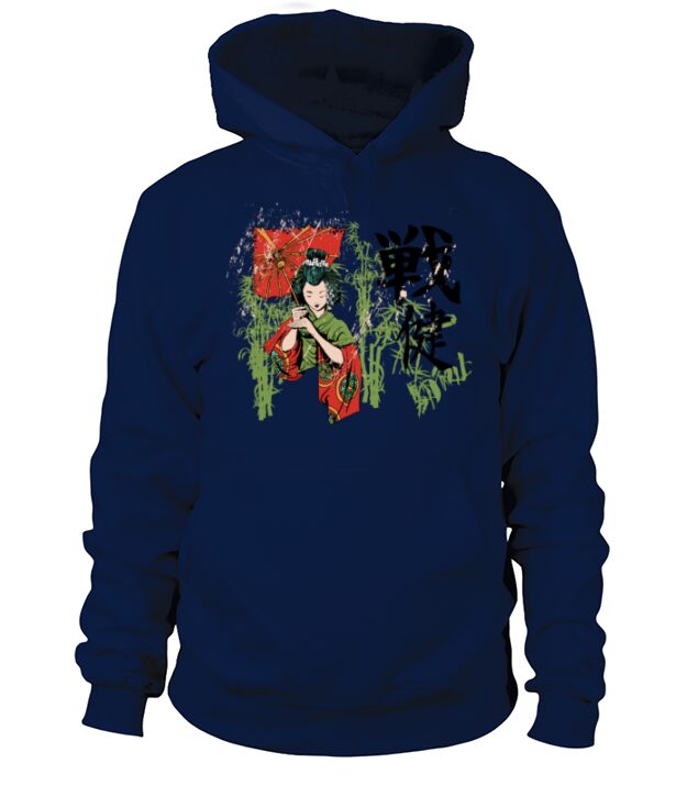 Japanese woman holding umbrella art Men's Hoodie