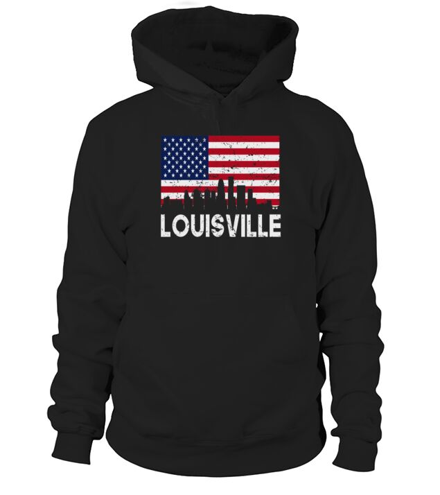 Louisville KY American Flag Skyline Distressed - Frauen Premium T-Shirt Hoodie Unisex