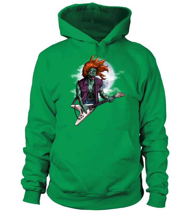 Rock n Roll Zombie Guitar Player Halloween Vintage Men's Hoodie