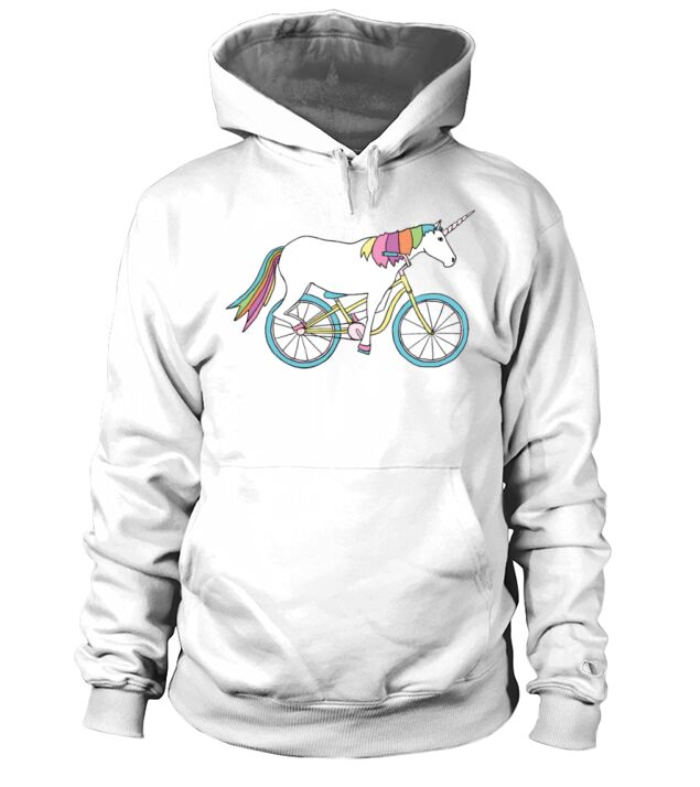 unicorn riding bike Hoodie Unisex