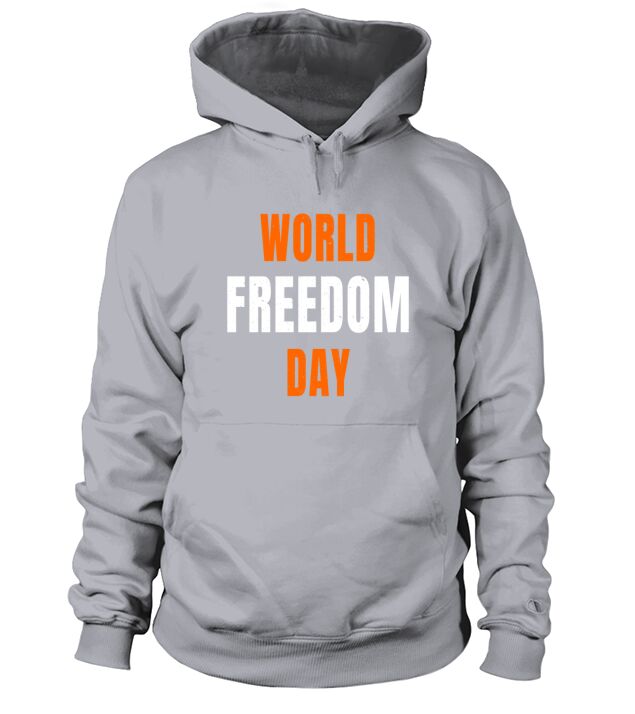 World Freedom Day graphic Orange White Text Men's Hoodie