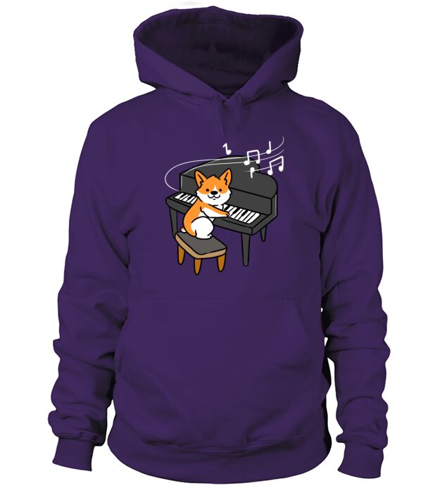 Corgi Playing Piano Men's Hoodie