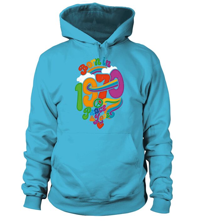 Born in 1970 Peace and Love 50th Birthday Gift Men's Hoodie