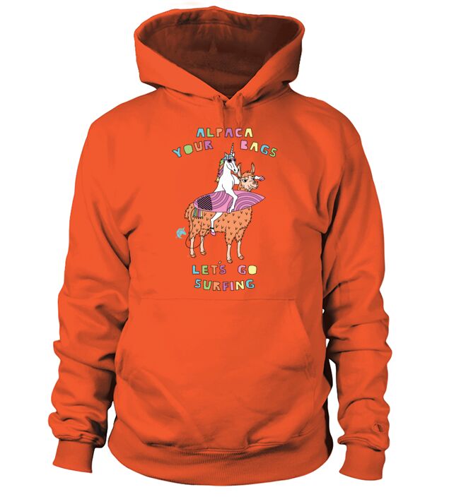 Alpaca Your Bags Let s Go Surfing Unicorn Men's Hoodie
