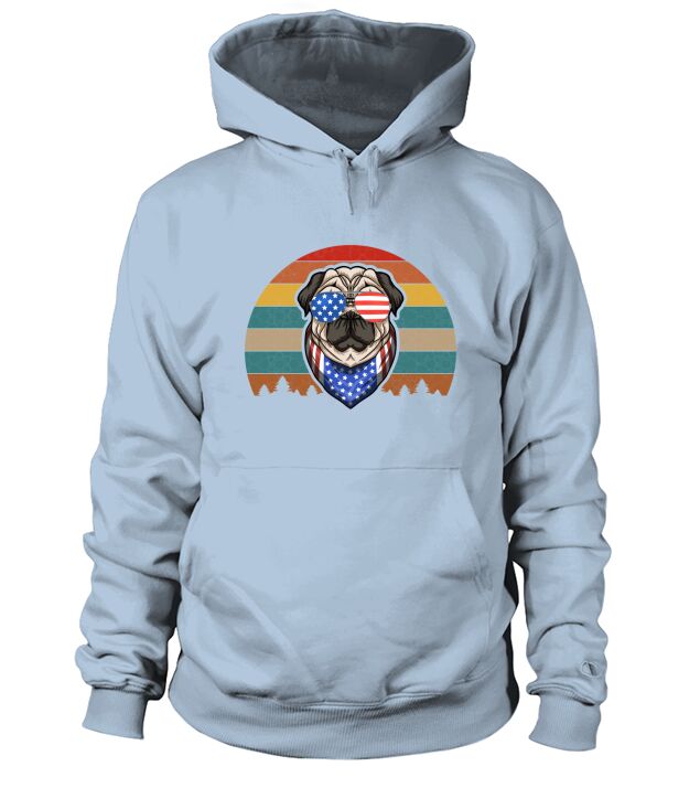 American Flag Pug Hoodie Unisex