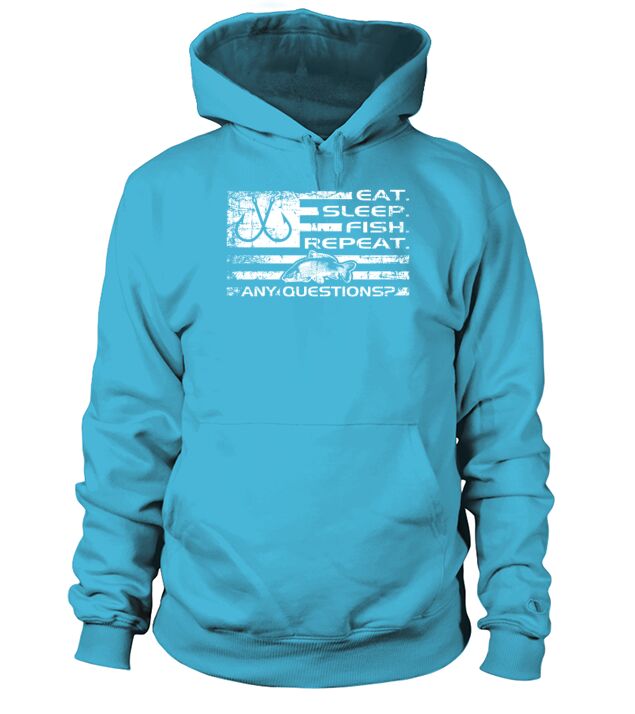 Eat Sleep Fish Repeat Bass Fishing Any Questions U Men's Hoodie