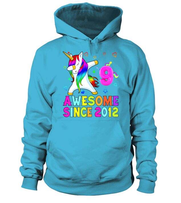 9 Years Old 9th Birthday Unicorn Dabbing Awesome Men's Hoodie