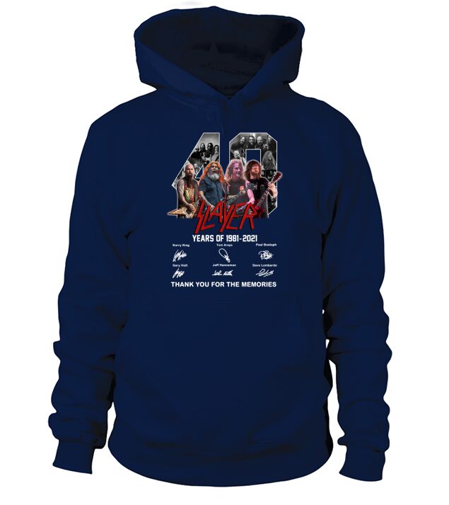 Slayer 40 years of 1981 2021 thank you for the memories signatures Hoodie Unisex